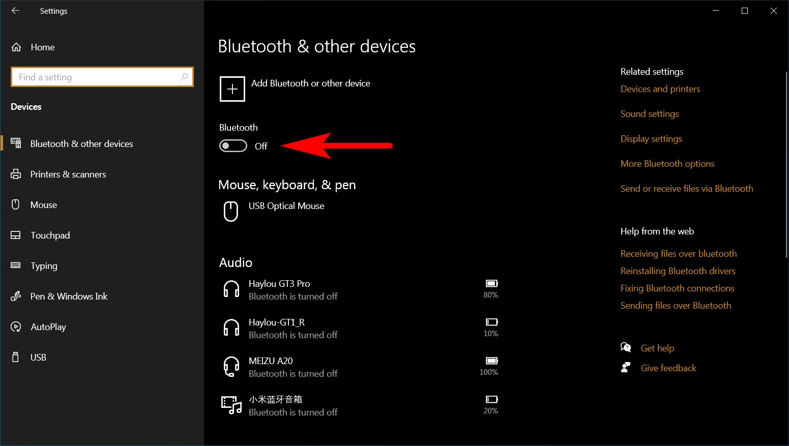 bật bluetooth win 10 7