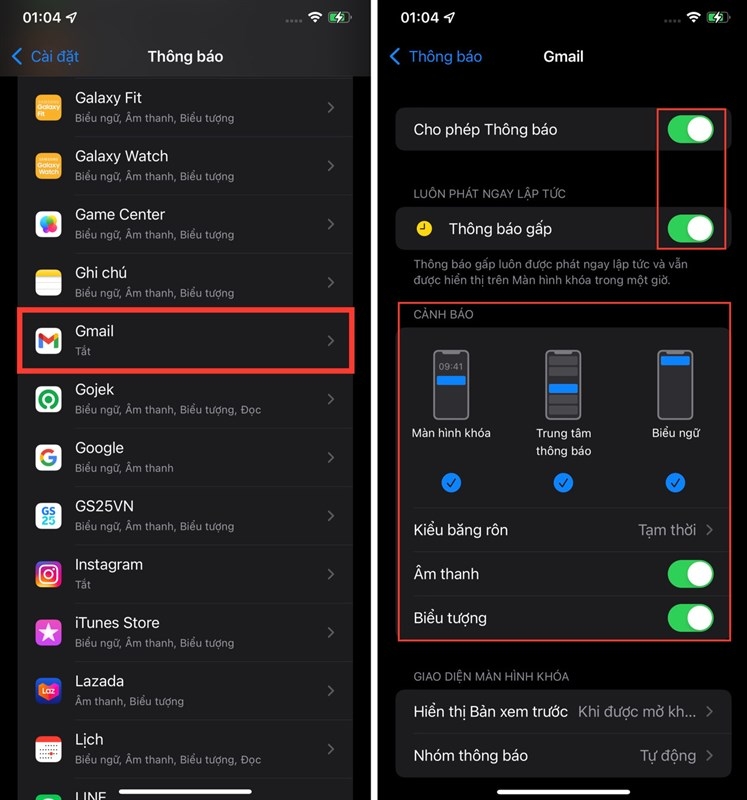 iPhone không hiện thông báo 4