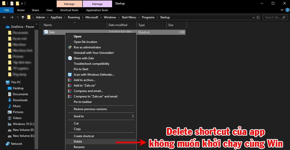 tắt ứng dụng khởi chạy cùng win 10 6