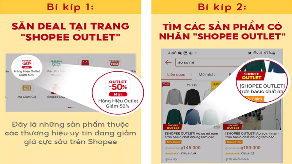 Cách săn mã giảm giá Shopee Outlet