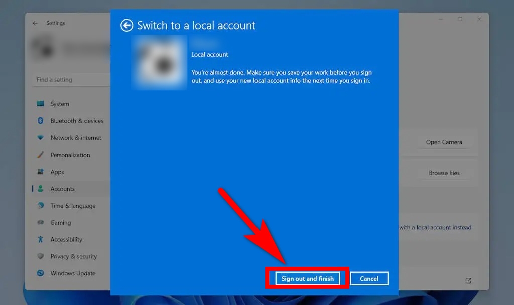 cách đăng xuất tài khoản microsoft trên máy tính Win 11 8