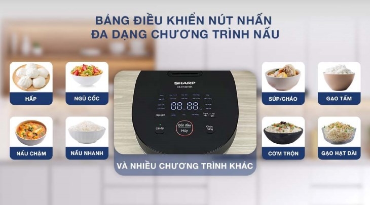 Cách sử dụng nồi cơm điện Sharp - Tìm hiểu ý nghĩa các nút chức năng cơ bản 4