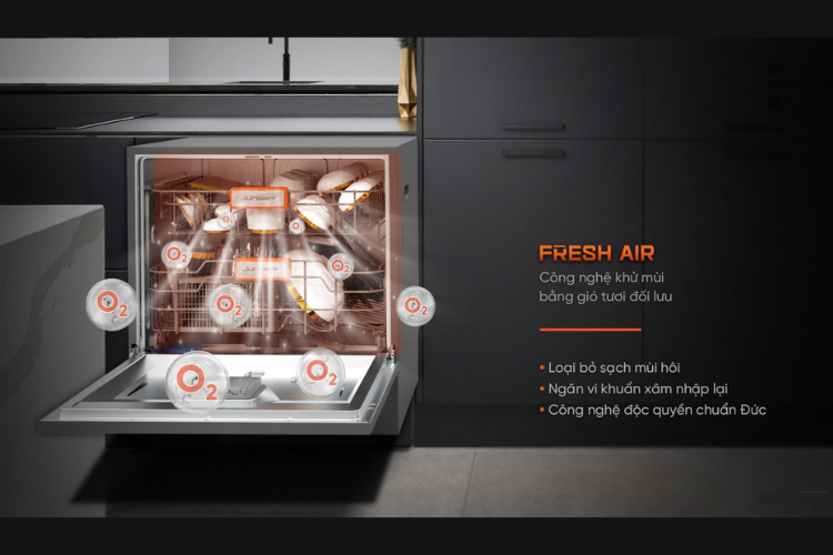 Tìm hiểu công nghệ khử mùi bằng gió tươi đối lưu Fresh Air trên máy rửa bát - hình 1