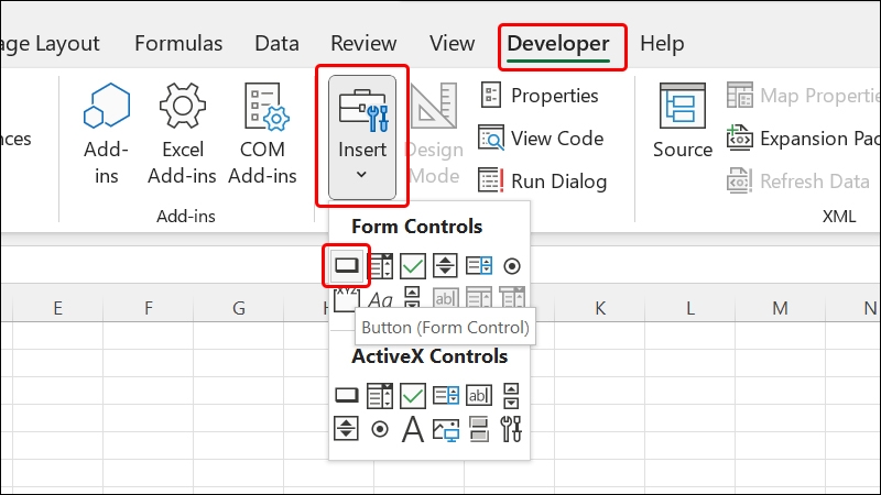 Tạo nút bấm trong Excel - hình 4