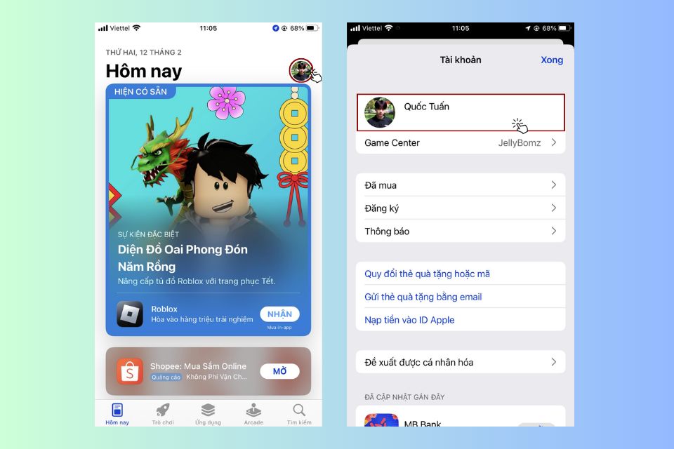 Truy cập cửa hàng ứng dụng App Store