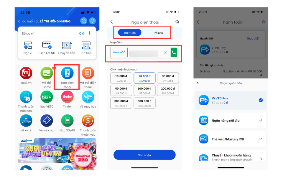 Hướng dẫn nạp thẻ điện thoại