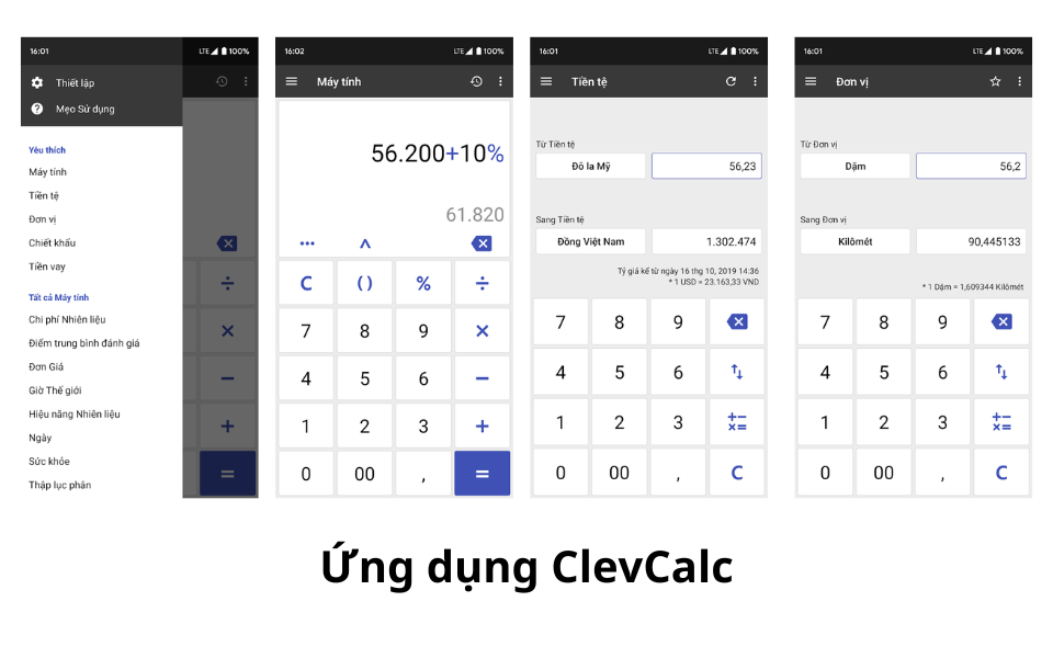 App máy tính trên điện thoại ClevCalc