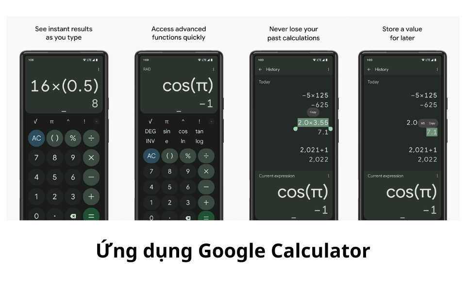 App máy tính trên điện thoại Google Calculator