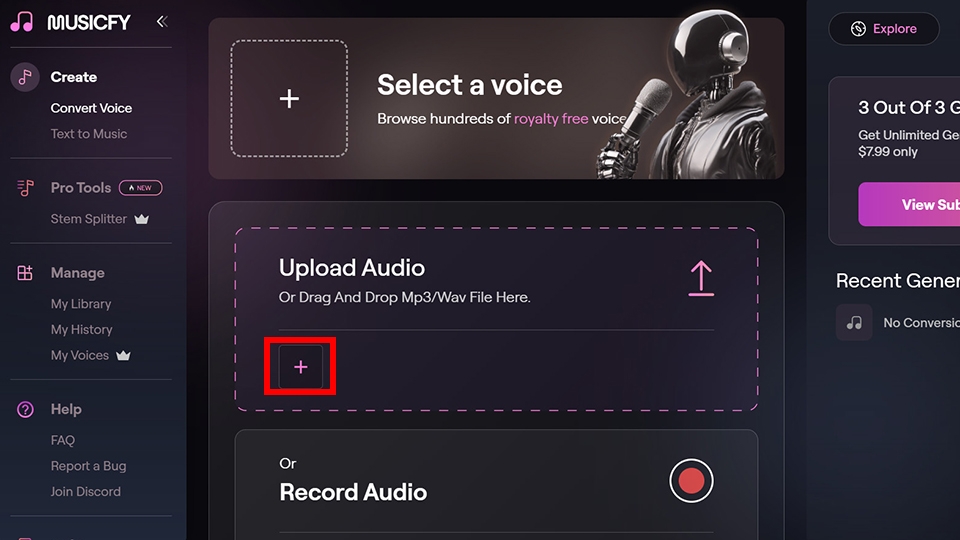 Tải file vocal lên