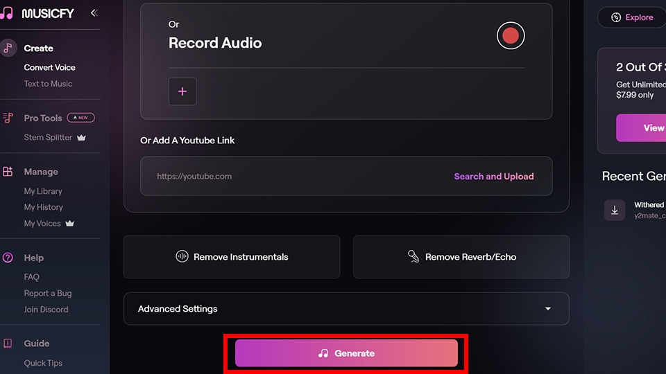 Nhấn Generate để hoàn thành
