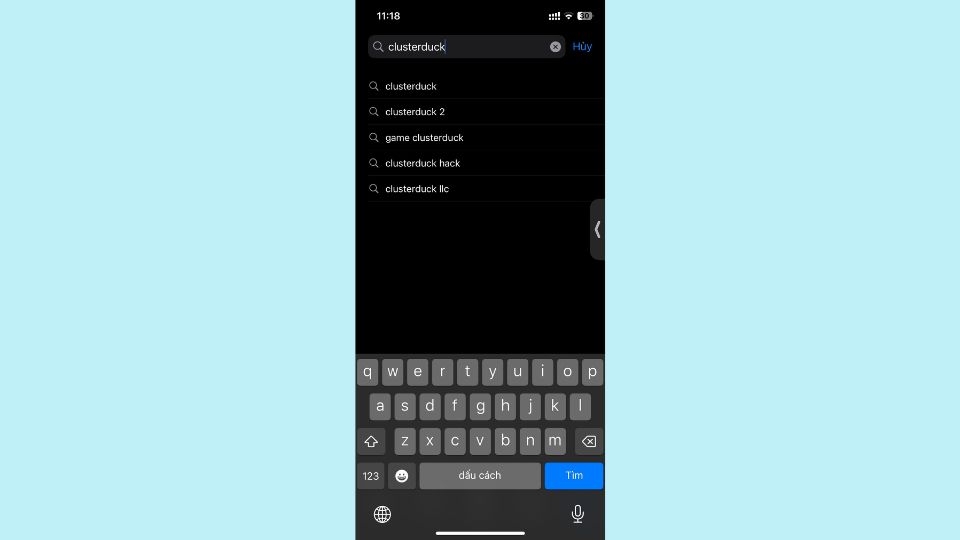 Gõ "Clusterduck" trong thanh tìm kiếm