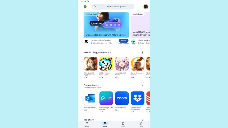 Mở Google Play Store