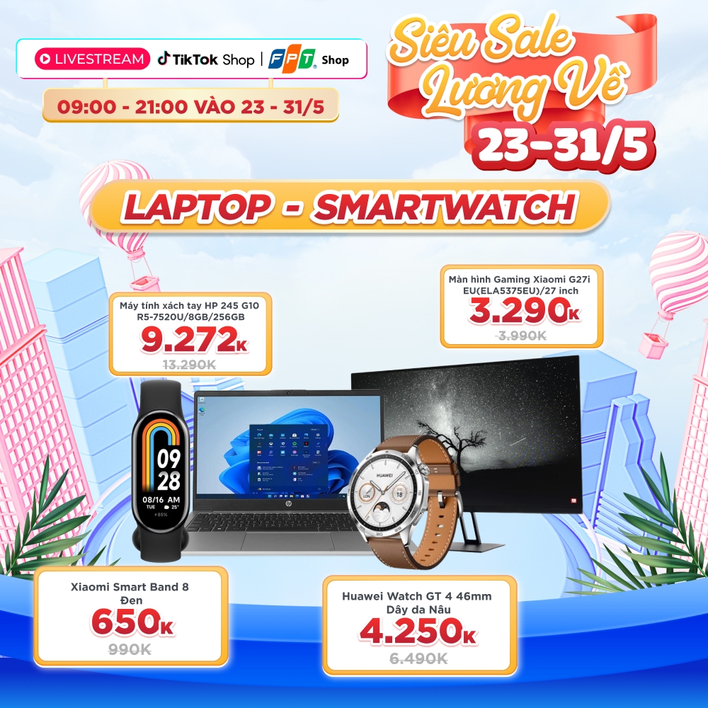 Laptop, màn hình, đồng hồ thông minh giá chỉ từ 650.000 đồng