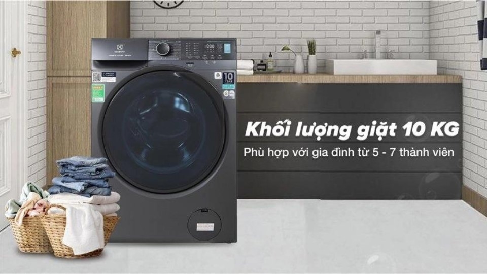 Máy giặt Electrolux Inverter 10kg EWF1024M3SB thiết kế lồng ngang
