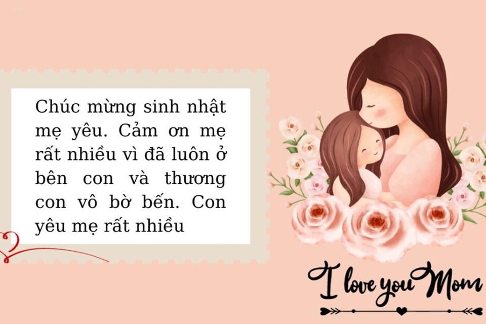 Thiệp chúc mừng sinh nhật mẹ đong đầy tình cảm.