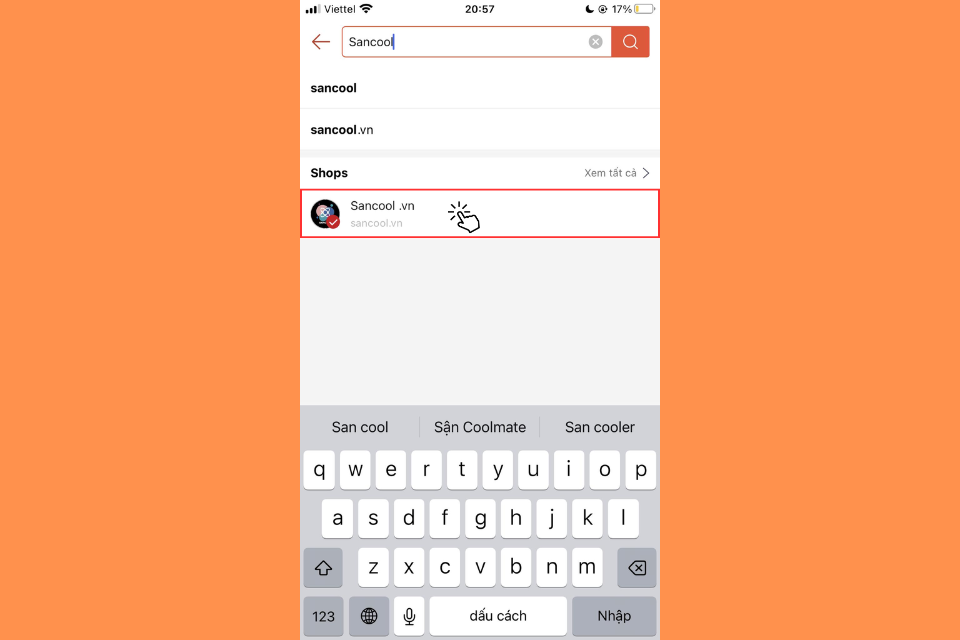 Truy cập vào trang cá nhân của shop