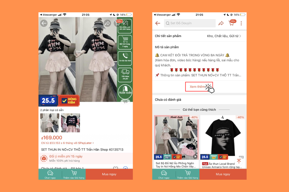 Kéo xuống mục Mô tả sản phẩm và chọn Xem thêm