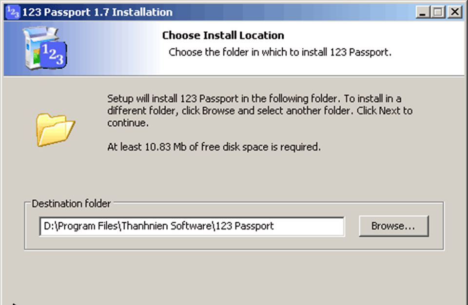 Chọn thư mục để cài đặt