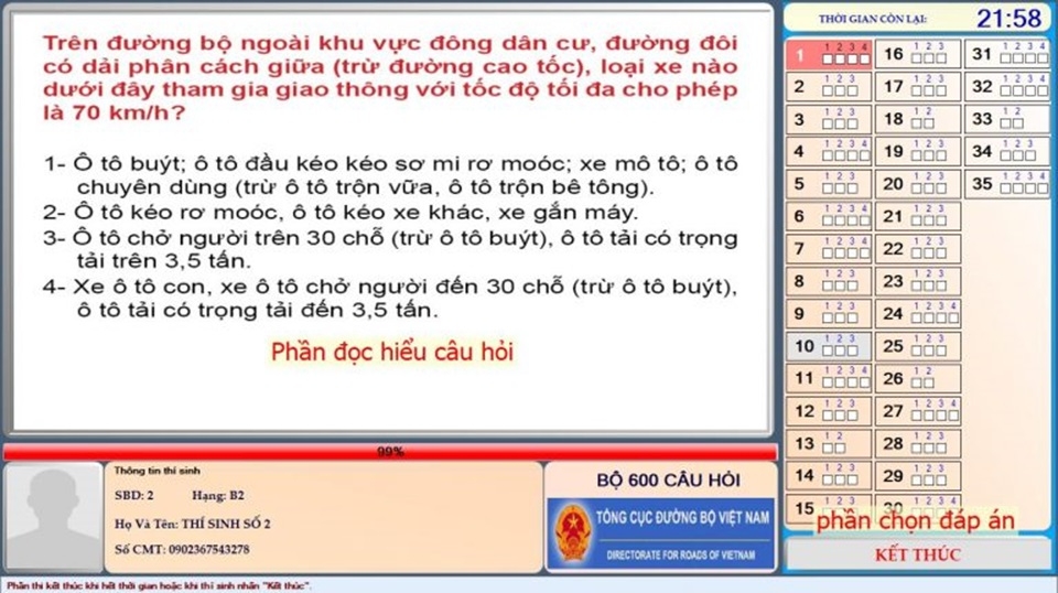 Kiểm tra lại các câu hỏi trước khi chọn kết thúc