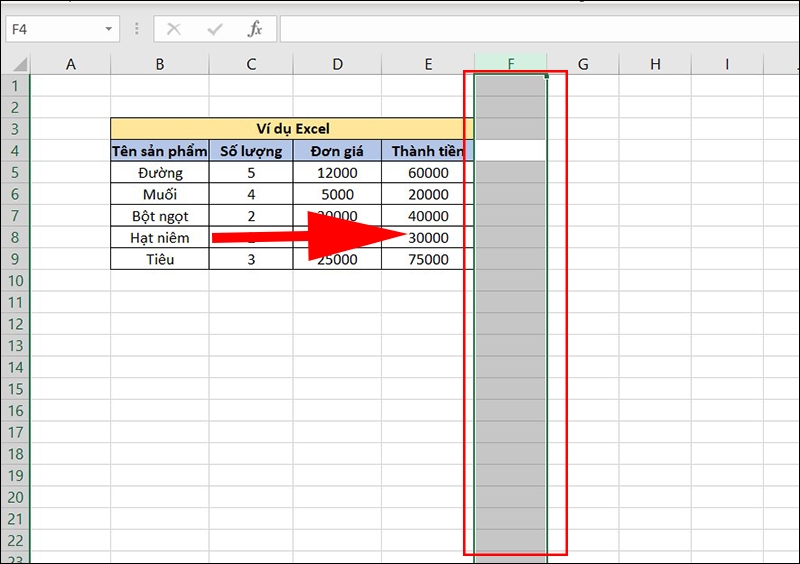 Cách chọn vùng dữ liệu trong Excel (ảnh 9)