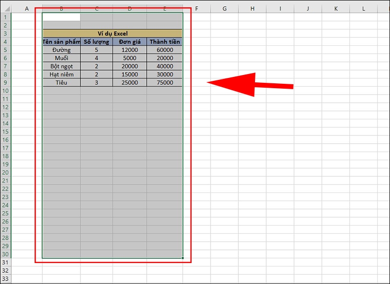 Cách chọn vùng dữ liệu trong Excel (ảnh 17)