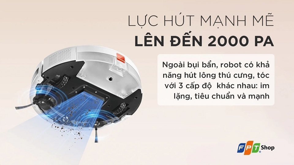 Lực hút mạnh mẽ 2000Pa