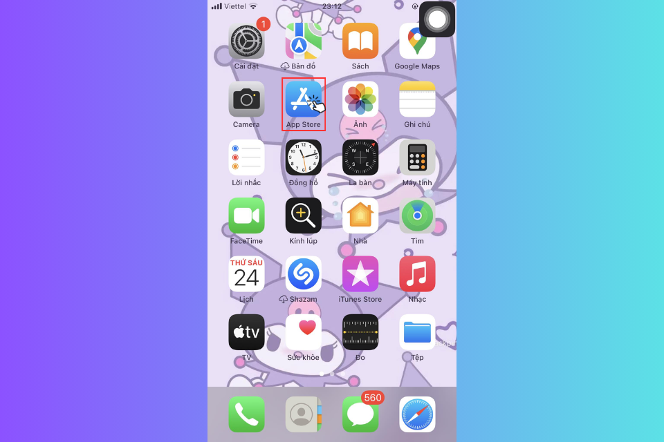 Nhấn vào biểu tượng App Store ở màn hình ứng dụng để mở ứng dụng