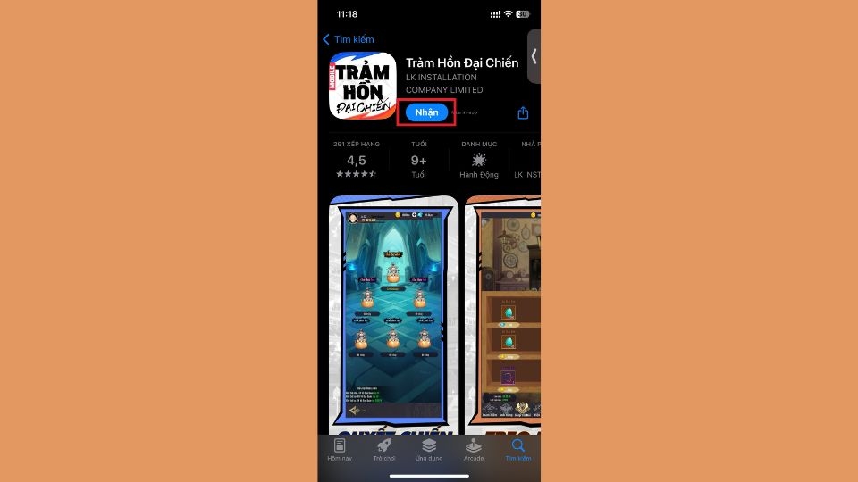Nhấn "Nhận" để cài Trảm Hồn Đại Chiến: Soul War