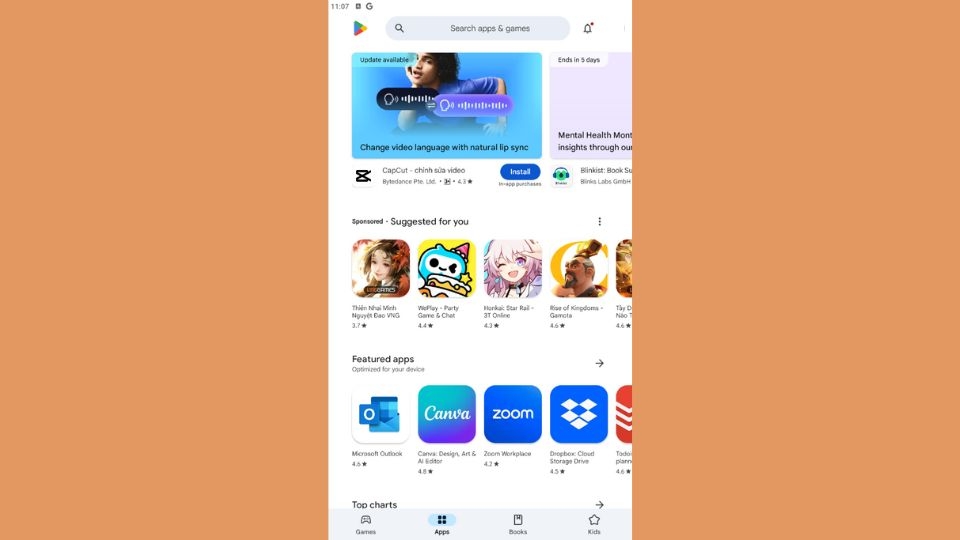 Mở ứng dụng Google Play Store