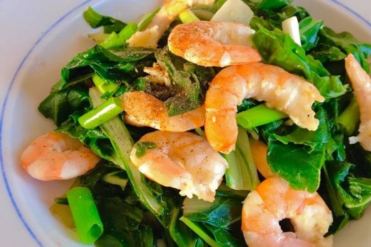 cải bẹ xanh hải sản