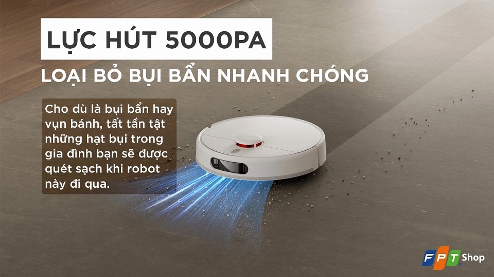 Với lực hút 5500Pa, Xiaomi Vacuum X20 có thể hút sạch bụi bẩn
