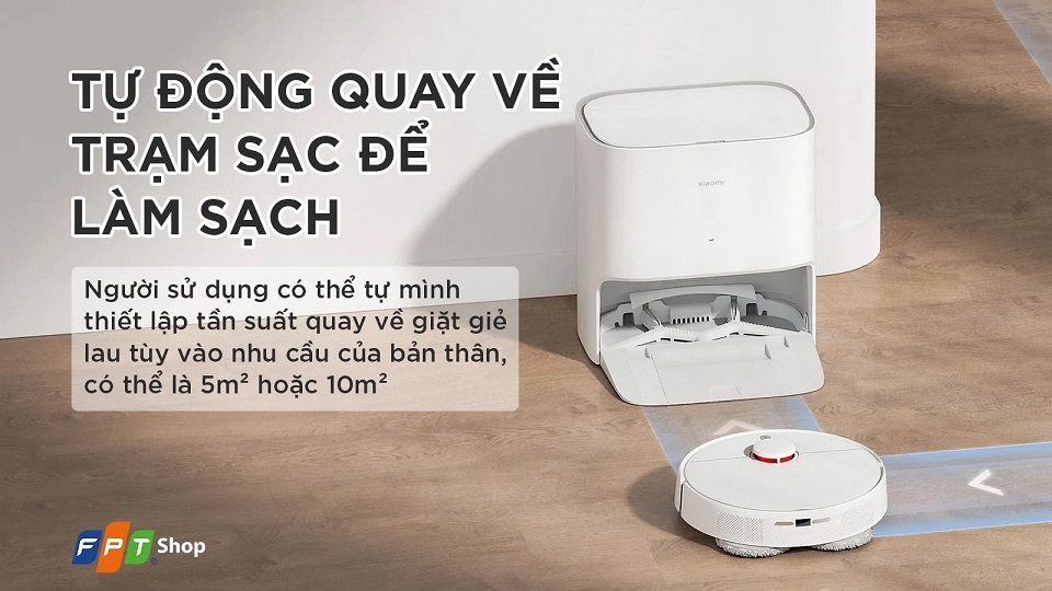 Tự động quay về trạm sạc sau khi làm sạch