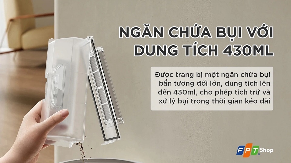 Ngăn chứa bụi dung tích lớn