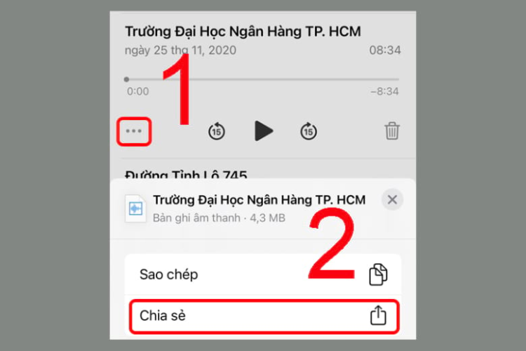 Chia sẻ ghi âm trên iPhone