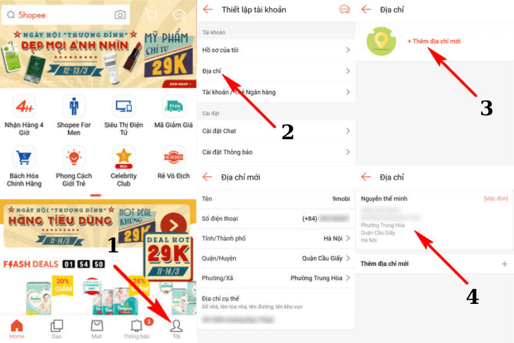 Cách đổi địa chỉ nhận hàng trên Shopee