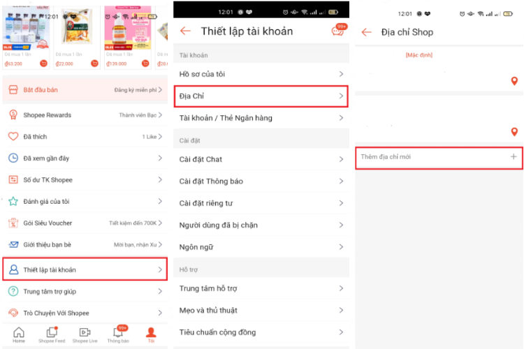 Cách đổi địa chỉ nhận hàng trên trang chủ Shopee