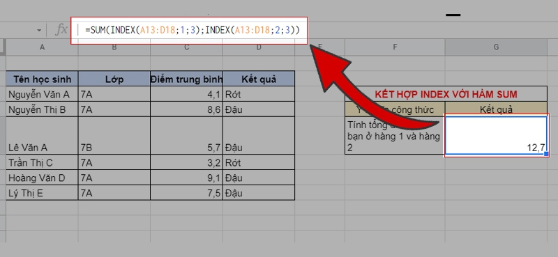 Hàm INDEX trong Google Sheet (ảnh 9)