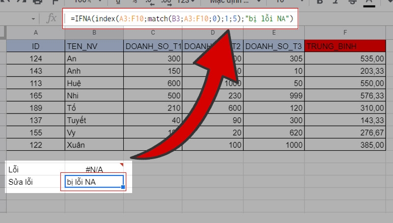 Hàm INDEX trong Google Sheet (ảnh 13)