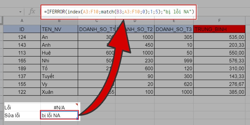Hàm INDEX trong Google Sheet (ảnh 14)