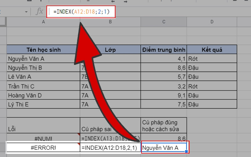 Hàm INDEX trong Google Sheet (ảnh 15)