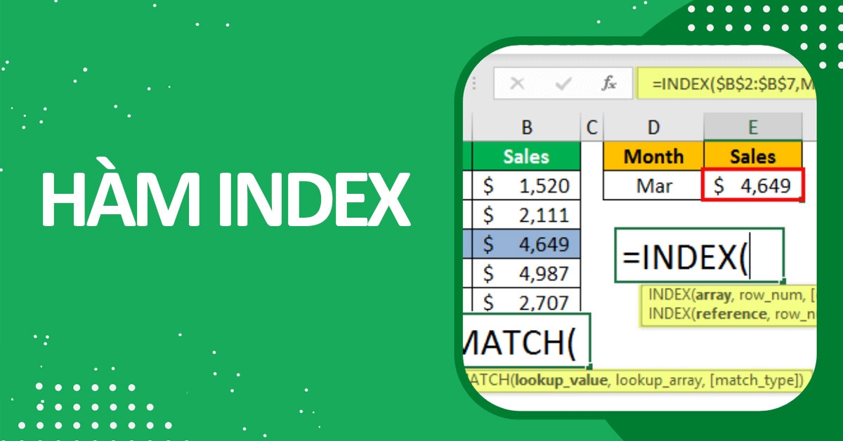 Hàm INDEX trong Google Sheet (ảnh 1)