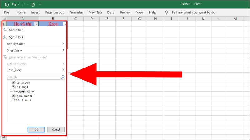 Phím tắt filter trong Excel (ảnh 7)