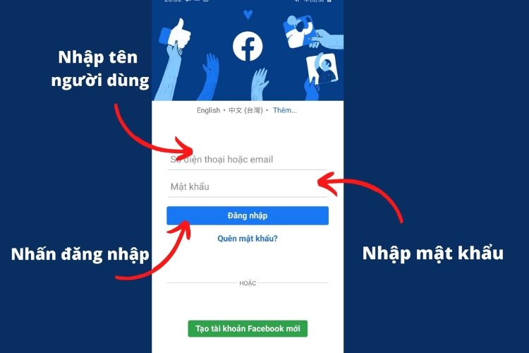 Đăng nhập tài khoản Facebook