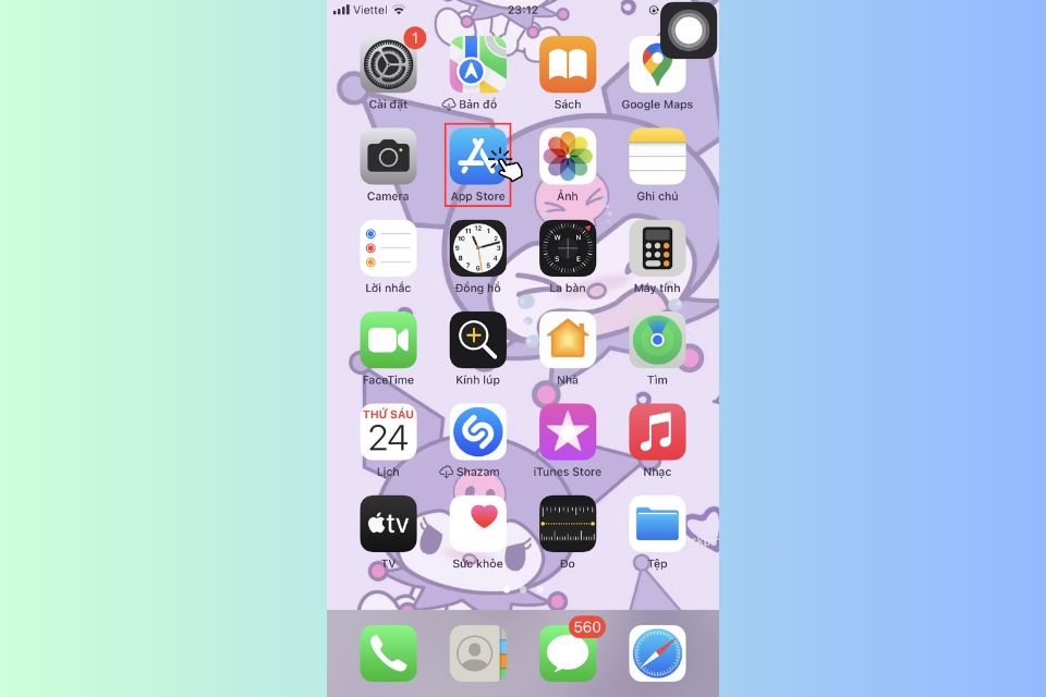 Tại màn hình chính, nhấn vào ứng dụng App Store để mở ứng dụng
