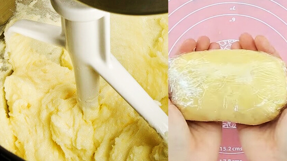 Làm bột vỏ bánh và để cho bột nghỉ trong 1 giờ ở ngăn mát tủ lạnh.