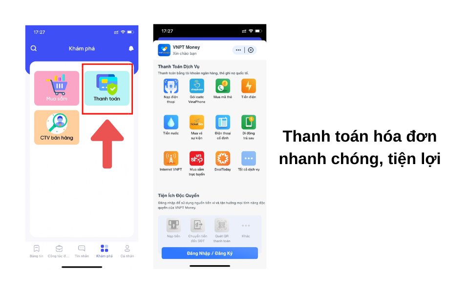 Tính năng thanh toán hóa đơn