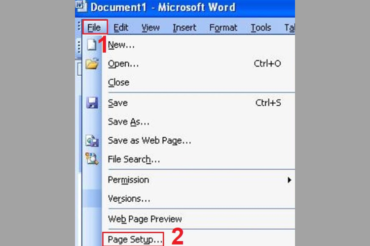 Chọn khổ A7 trên Word 2003