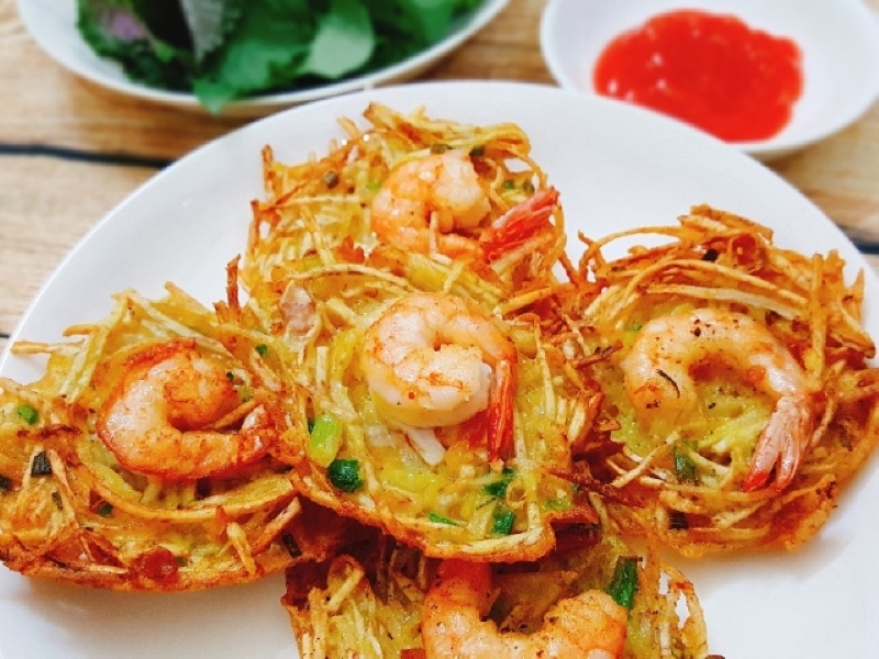 Cách làm bánh tôm khoai môn (ảnh 8)