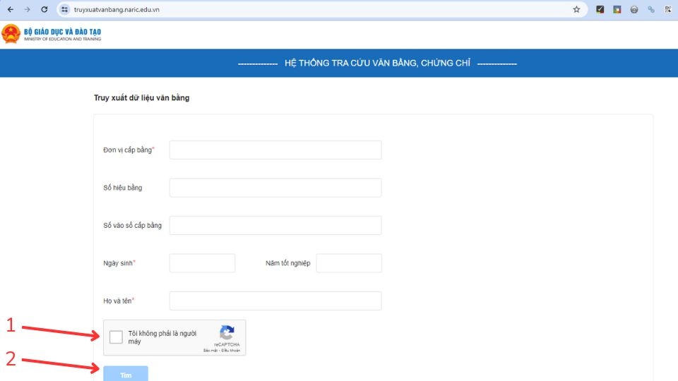Tìm dữ liệu văn bằng