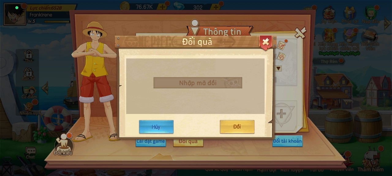 Hướng dẫn nhập mã Kho Báu Truyền Thuyết